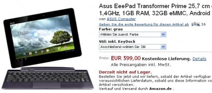 Pré commandez dès aujourd'hui l'Asus Transformer Prime (599€)