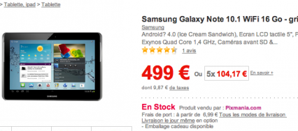 Samsung galaxy note 10 en stock chez Pixmania