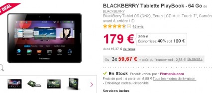 179€ pour la PlayBook sous BlackBerry 10 : une bonne affaire !