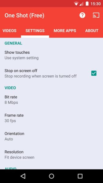 One Shot Screen Recorder, application de captuure d'écran vidéo pour Android