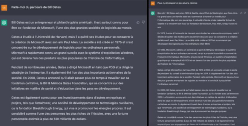 Demandez de développer si nécessaire