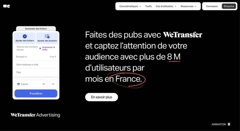 Wetransfert interface
